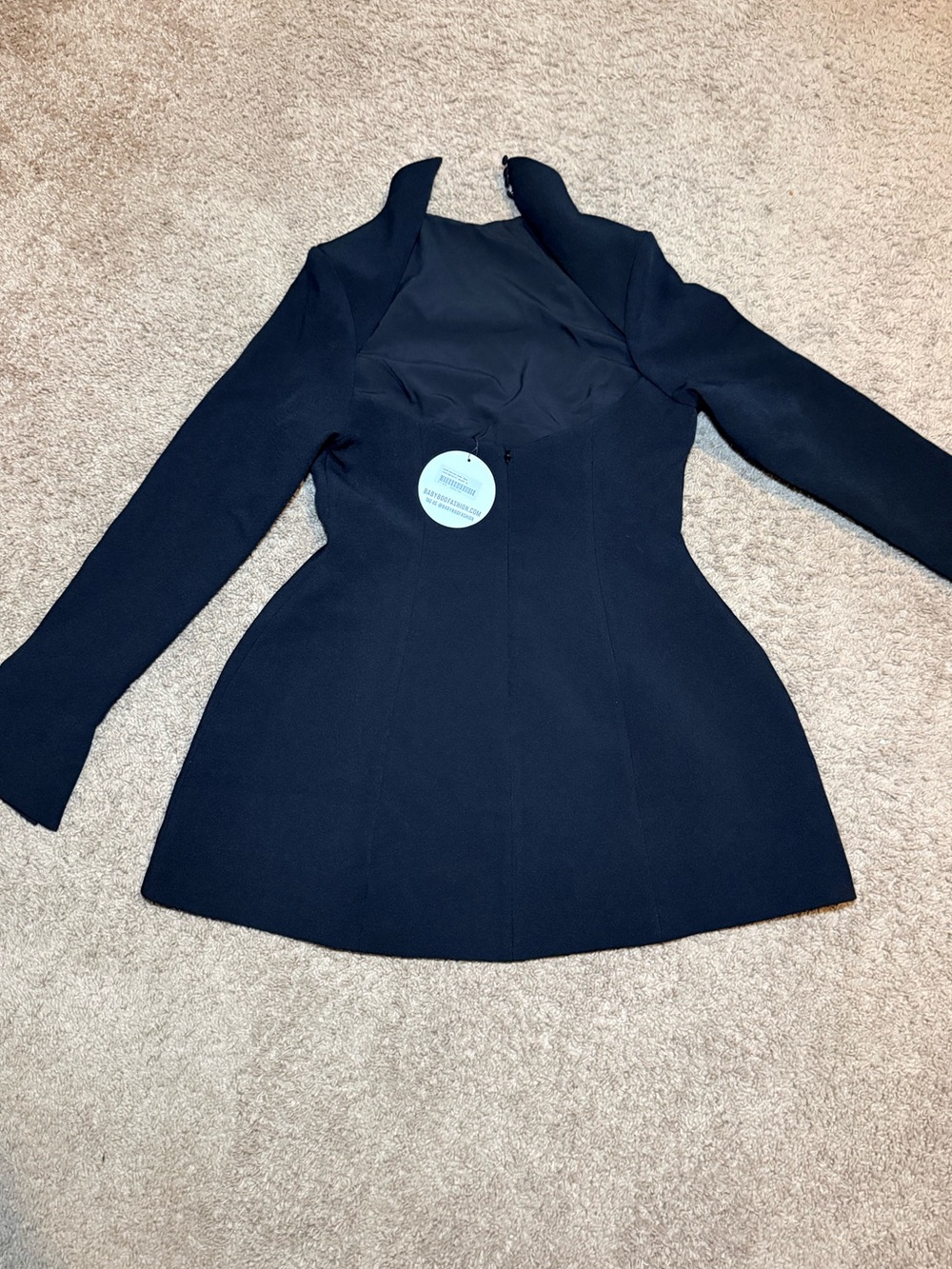 Classic Black Long Sleeve Fit-and-Flare Dress
